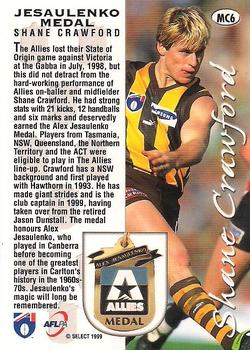 1999 Select AFL Premiere - Promos #MC6 Shane Crawford Back